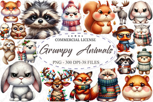 Grumpy Animals Clipart Bundle, an Illustration by designcity5