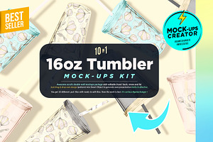 16 oz Acrylic Tumbler 10xMock-ups