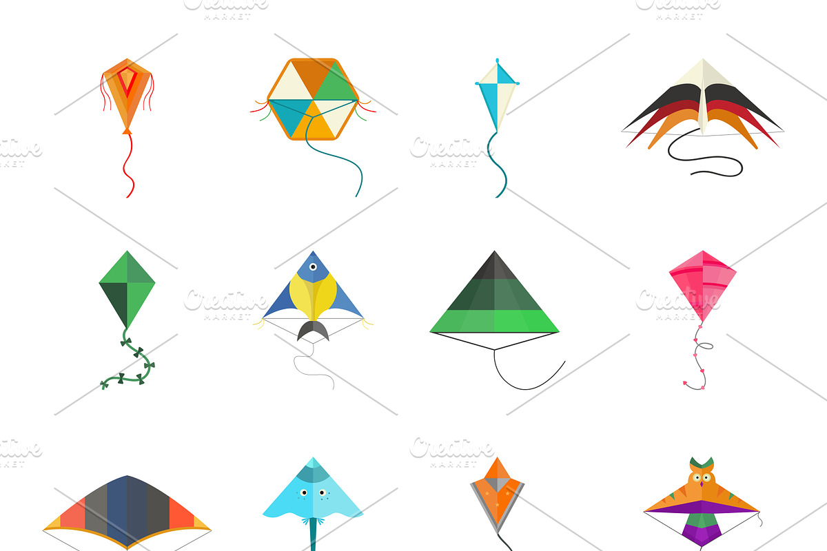 Flying kite vector collection, a Decorative Illustration by Vectorstockersland