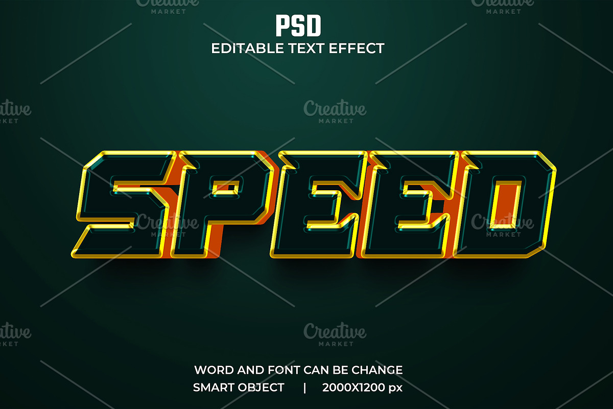Speed Gold 3d Psd Text Effect, a Layer Style Add-On by bdrobin (Photo 1 of 2)