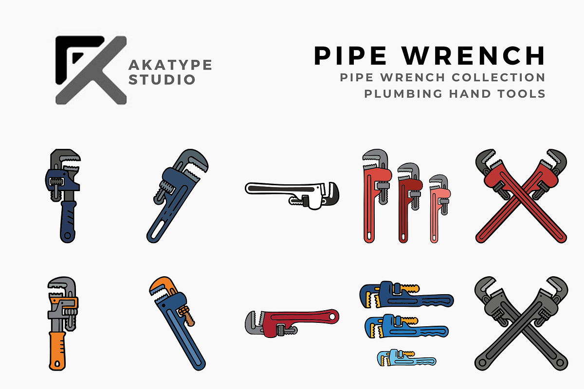 Pipe Wrench Collection, a Solid Icon by Akatype Studio (Photo 1 of 3)