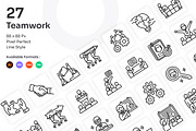 Teamwork Icons Set - Line, an Outline Icon by Kmg Design (Thumbnail 1 of 2)