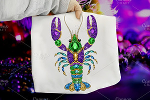 Rhinestone Mardi Gras Crawfish PNG, an Illustration by Canvas Craft
