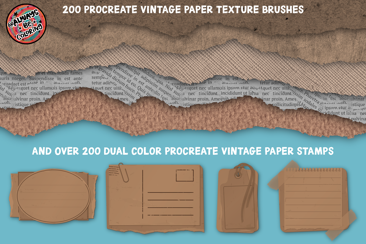 Procreate Vintage Scrapbook Bundle, a Brush Add-On by AlwaysBeColoring