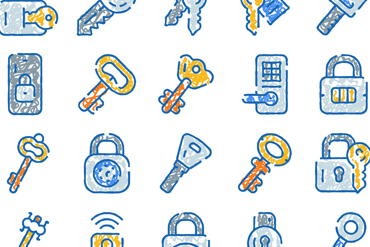 Key and lock doodle concept icon set, an Object Graphic by pikepicture (Photo 3 of 3)