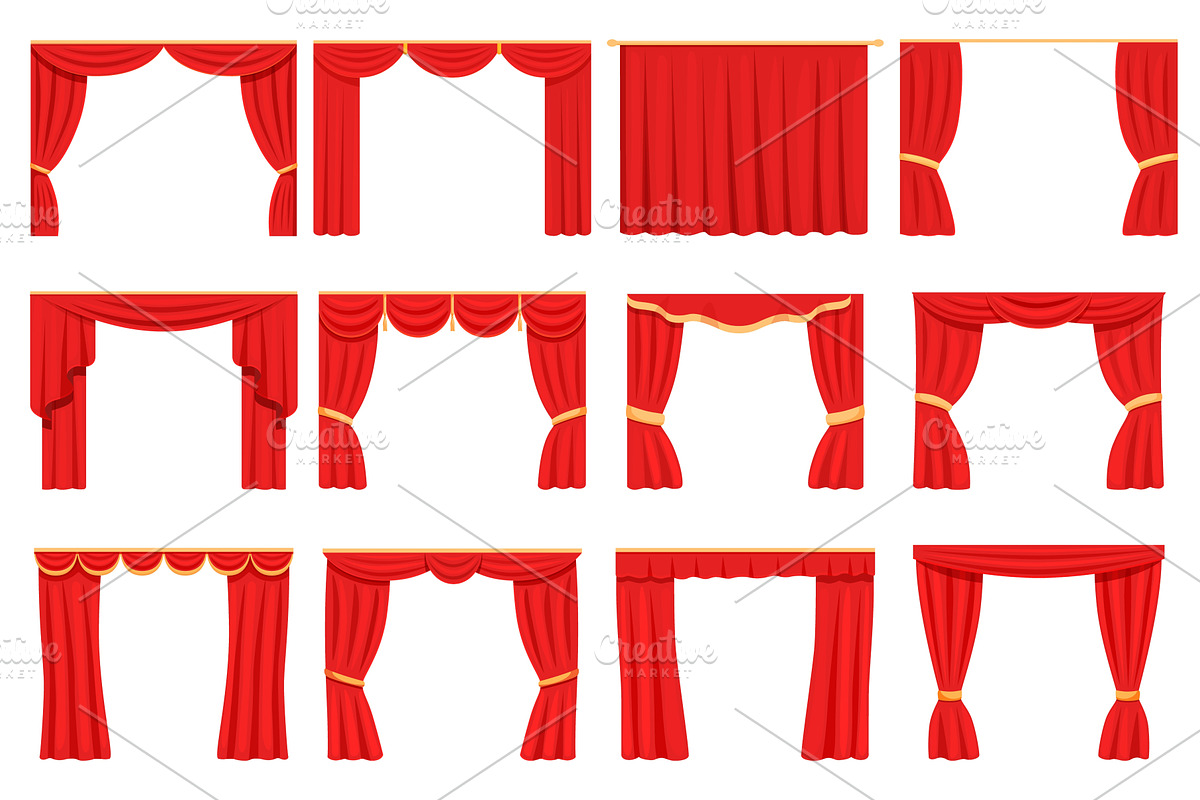 Cartoon red theater curtains, an Object Illustration by Valerie Bodnar