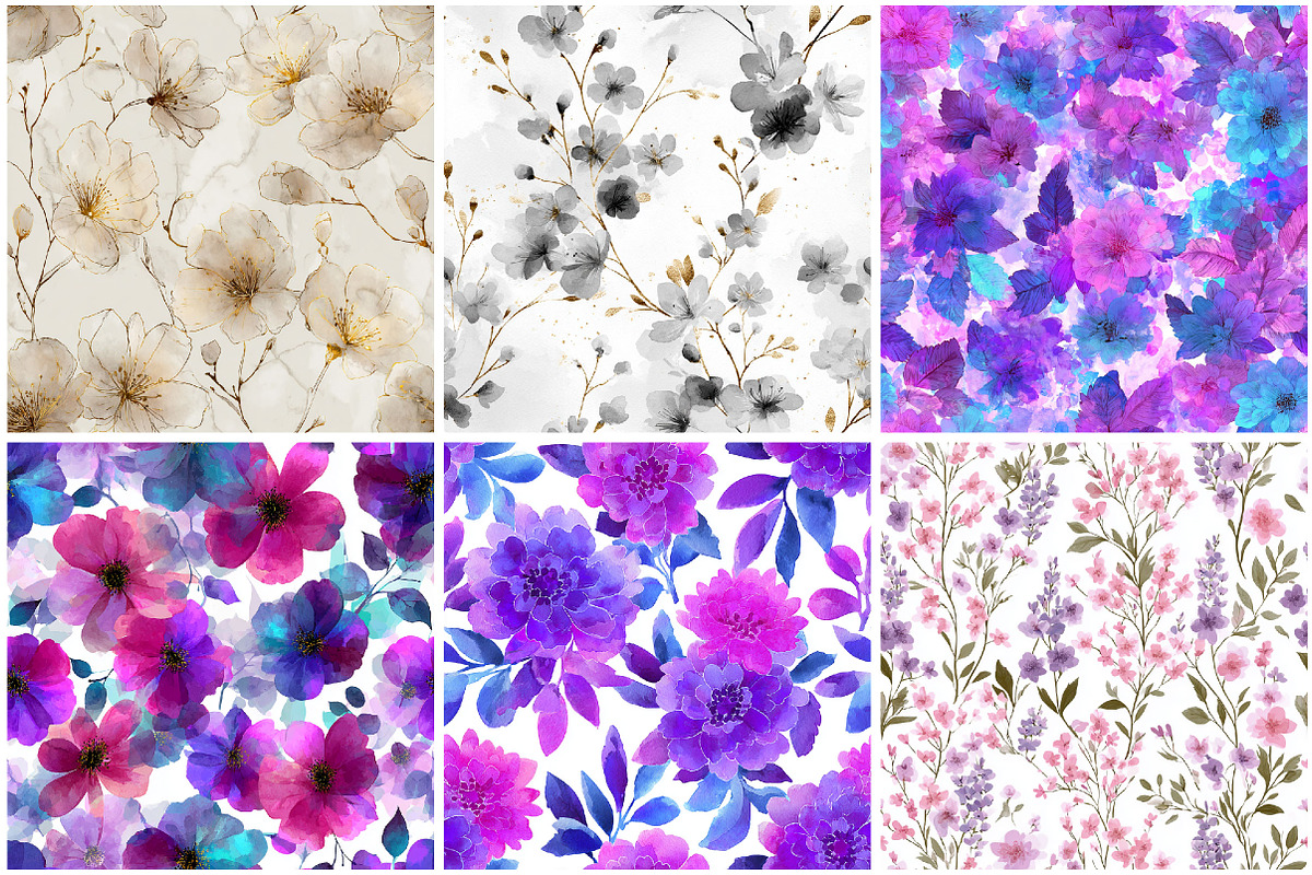 Abstract Floral Digital Paper, a Pattern Graphic by CitraGraphics (Photo 3 of 5)