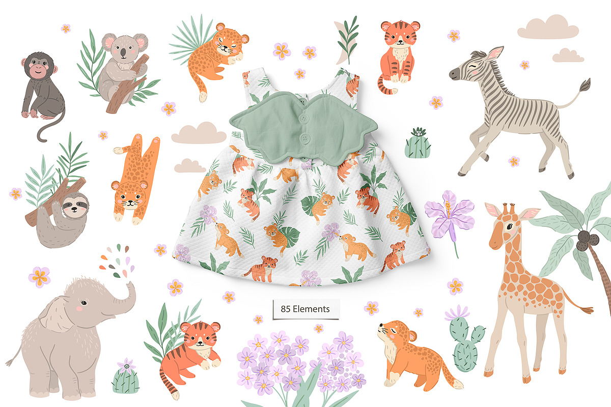 Safari Baby animals illustration, an Animal Illustration by OxanaTally (Photo 2 of 18)
