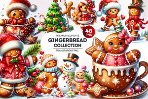 Christmas Gingerbread man cliparts, a Seasonal Illustration by ThatsDesignArt