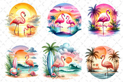 Tropical Sunset Flamingo Clipart, an Illustration by Dream Creation (Thumbnail 3 of 6)