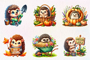 Cute Autumn Hedgehog Garden Clipart, an Illustration by CreationArt (Thumbnail 2 of 9)
