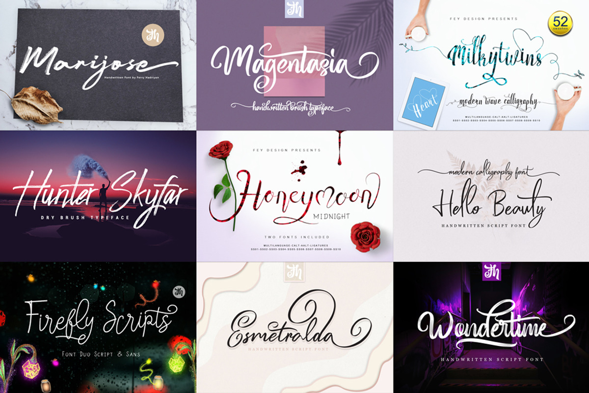 18 Font Bundles Vol 04, a Handwritten Font by FHFont (Photo 2 of 3)