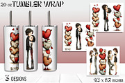 Valentine Day Tumbler Wrap, a Seasonal Illustration by ElenazlataArt (Thumbnail 2 of 5)