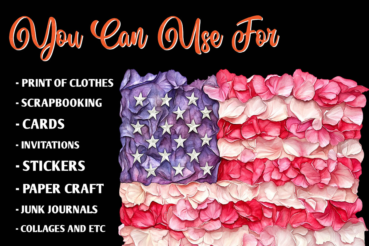 Floral American Flag Clipart, an Illustration by CreationArt (Photo 8 of 9)