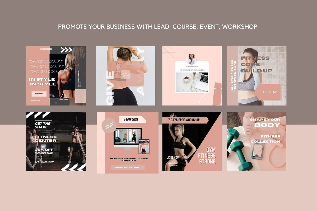 Fitness Coach Instagram Templates, a Social Media Template by Deepa Template Studio (Photo 11 of 18)