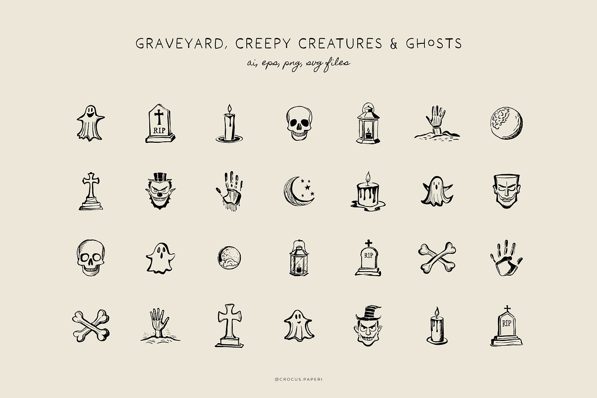 SPOOKY HALLOWEEN illustrations, a Seasonal Illustration by Crocus Paperi (Photo 2 of 5)