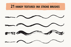 Set Of 21 Ink Brushes For AI.