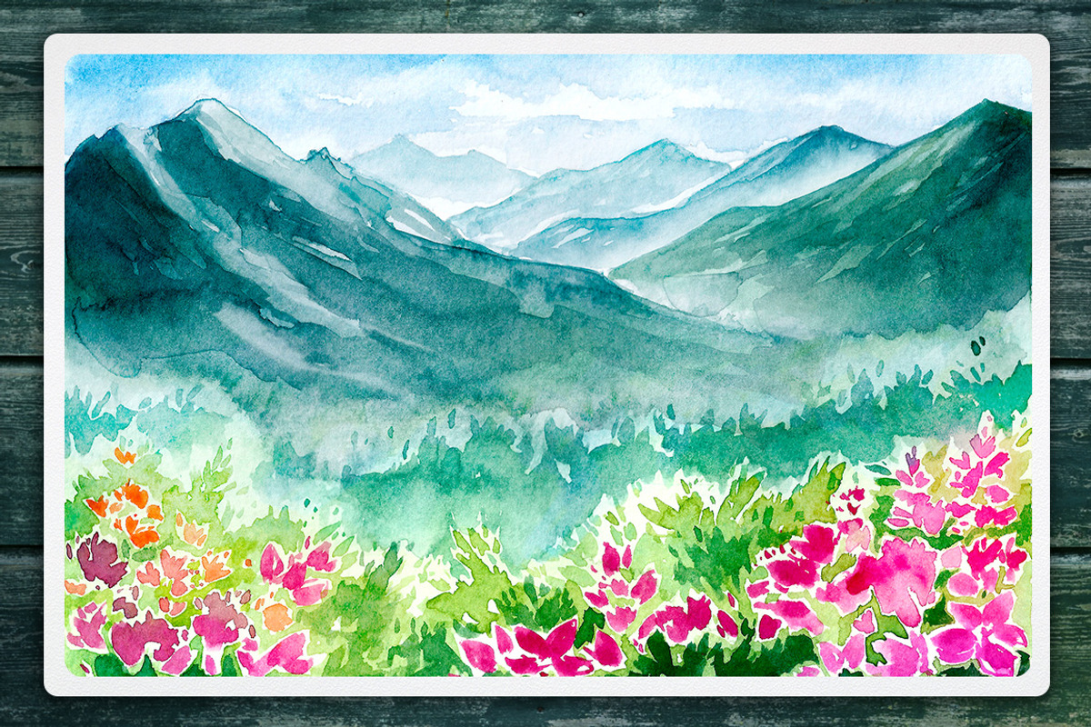 Watercolor Vector Landscapes set#2, an Illustration by AlexGreenArt (Photo 7 of 10)