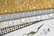 Gold & Grey Modern Floral Patterns, a Pattern Graphic by Wild Twig Co (Thumbnail 2 of 9)