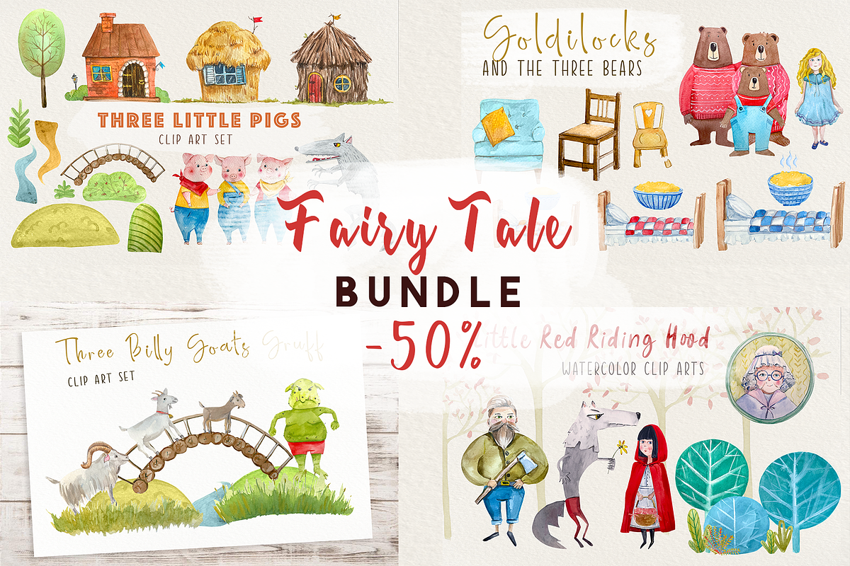 Fairy Tales Watercolor Bundle, an Education Illustration by Tati Bordiu (Photo 16 of 16)
