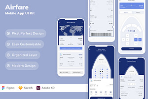 Airfare Mobile App UI Kit, an UI Kit Template by Betush