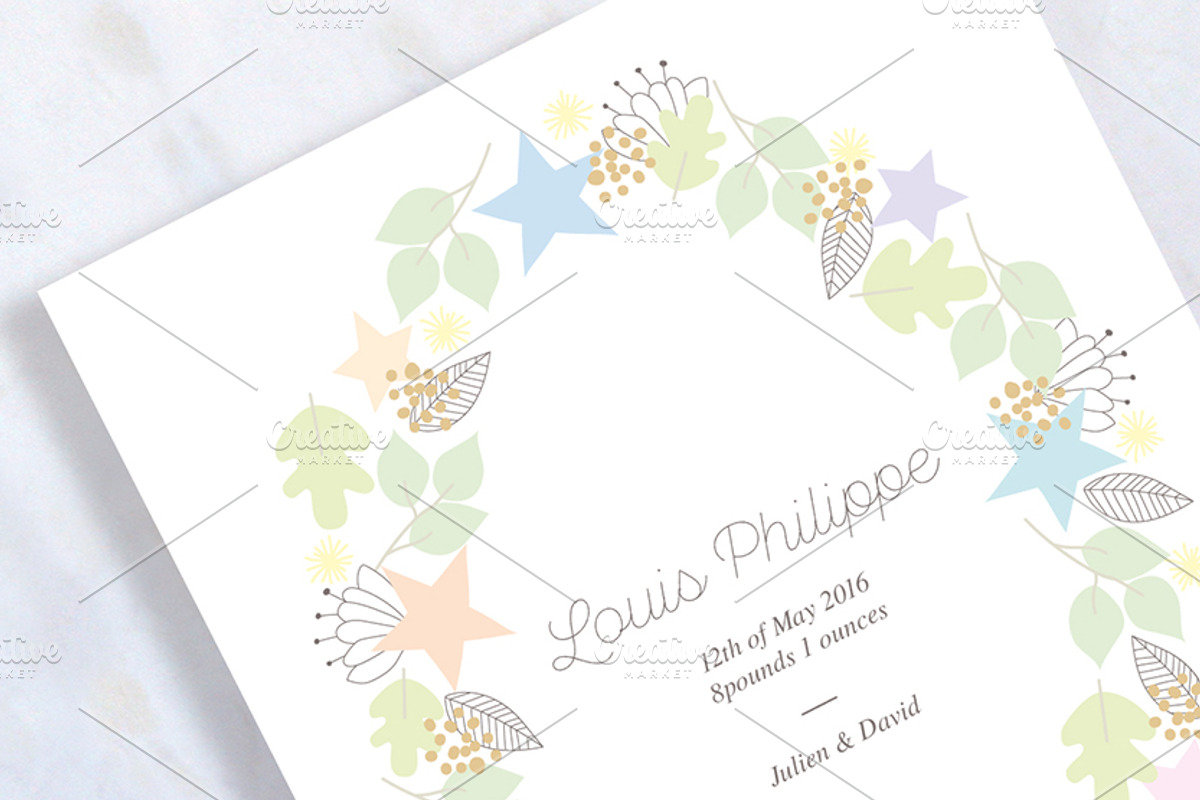 Sweet Baby Announcement Card, a Card Template by stockhype (Photo 2 of 2)