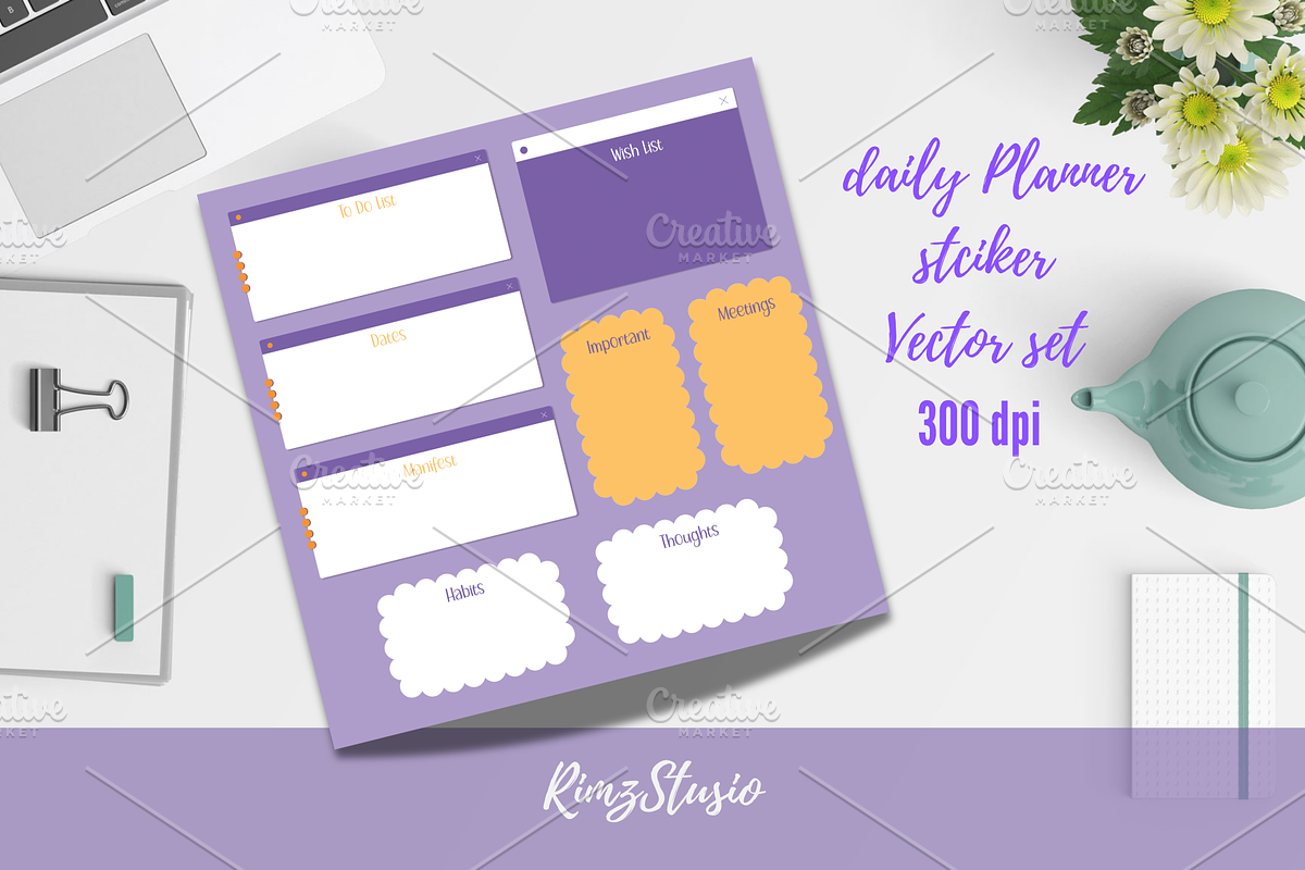 Purple Window Planner Sticker Set, an Object Illustration by RimzStudio (Photo 2 of 5)