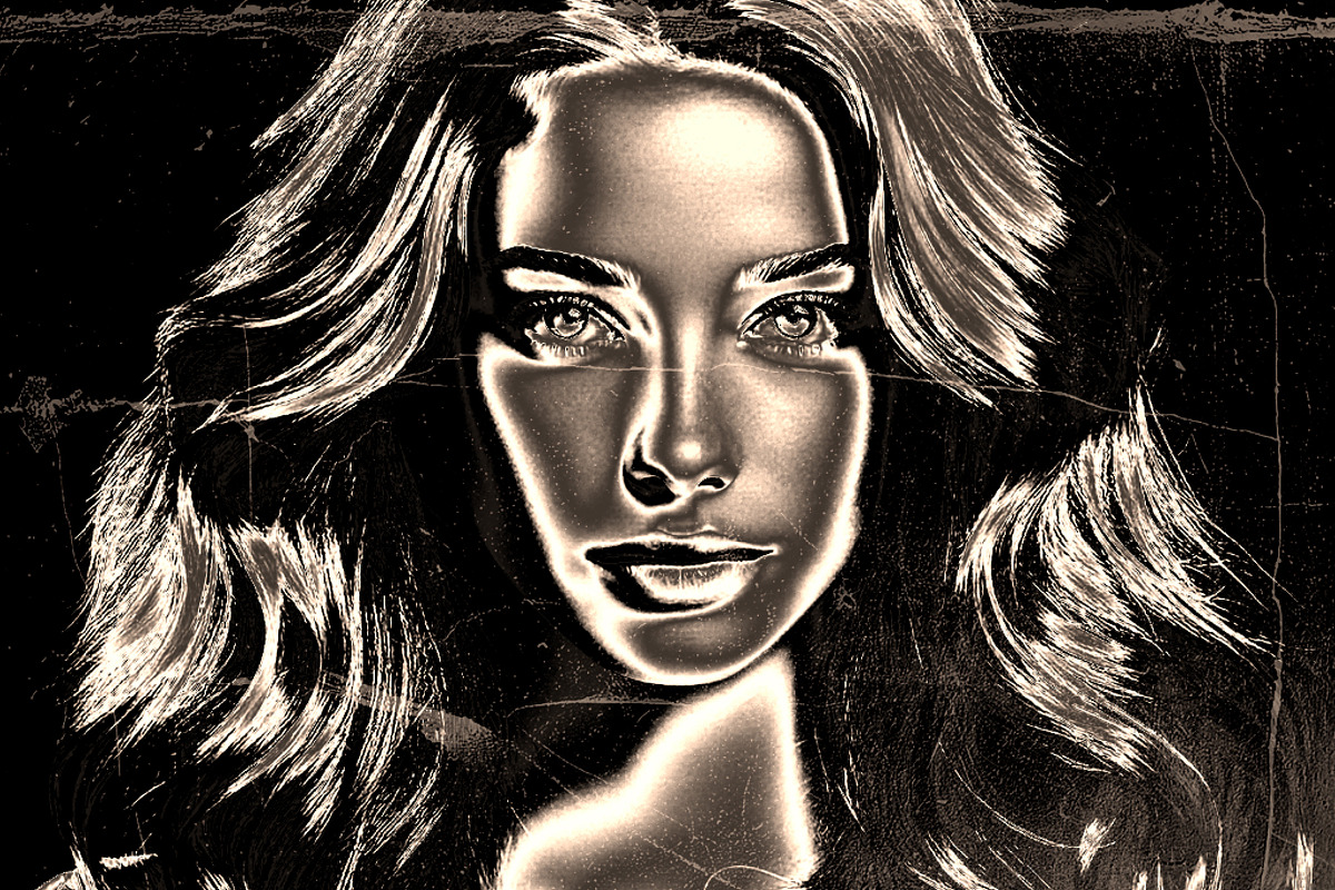 Metallic Grunge Photo Effect, a Brushes & More by studiogstock