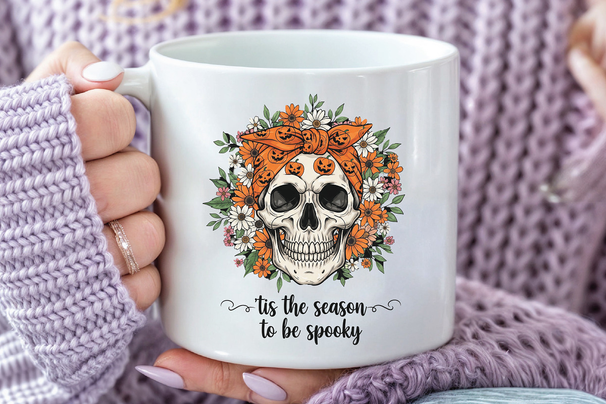 Halloween Skeleton Head PNG, an Illustration by CraftArtStudio (Photo 2 of 4)