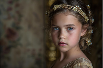 Portrait of young girl wearing gold, a Beauty & Fashion Photo by Ylivdesign
