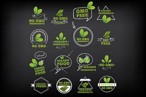 No Gmo Vector Icon Set.