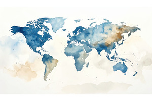World map in watercolor blue and, an Abstract Photo by Igor Tichonow