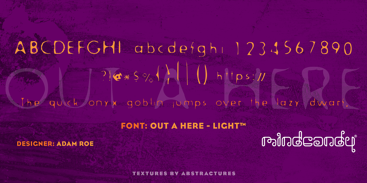 Outahere™, a Sans Serif Font by MINDCANDY (Photo 2 of 3)
