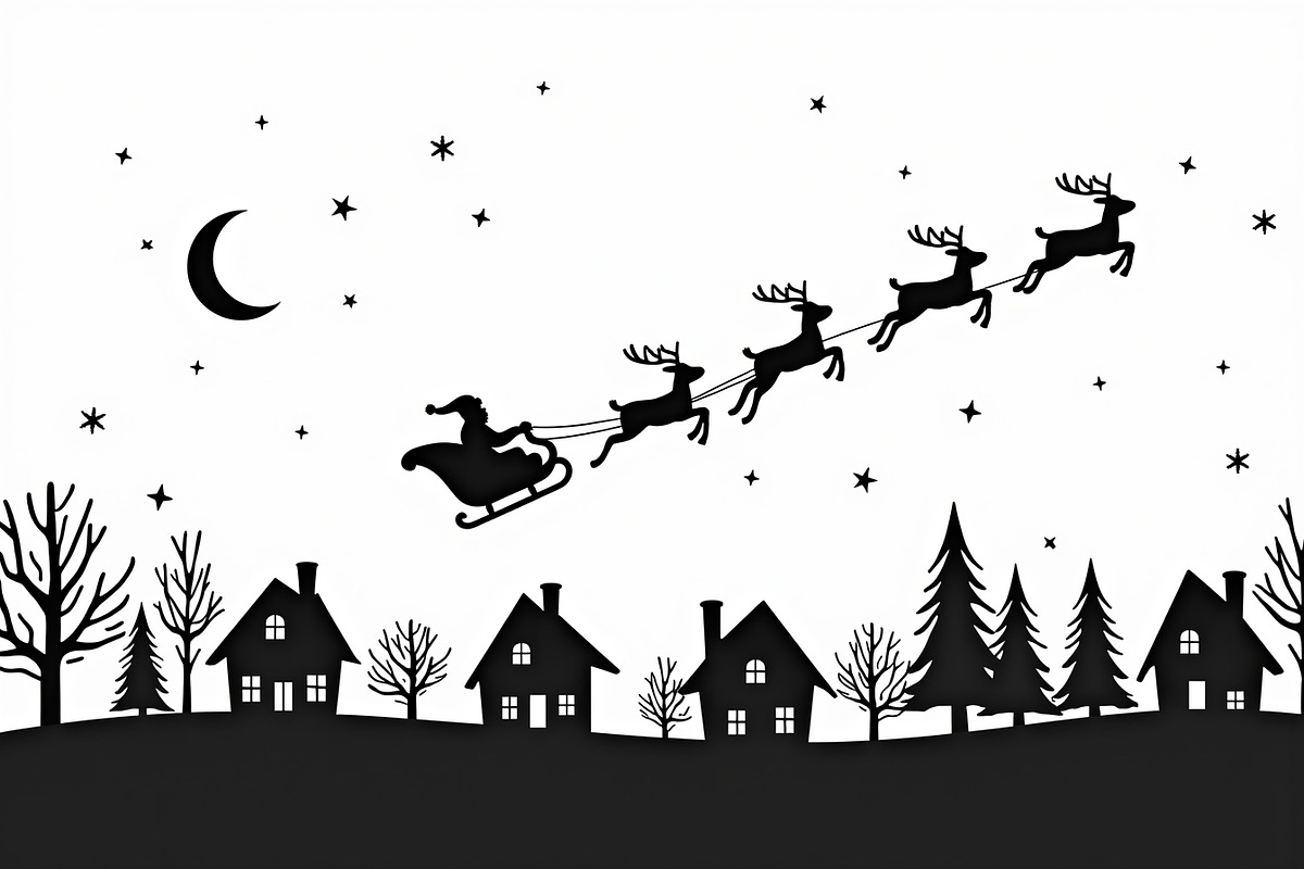 Xmas Reindeer Scene Silhouettes, an Illustration by musafir_fashion (Photo 6 of 21)