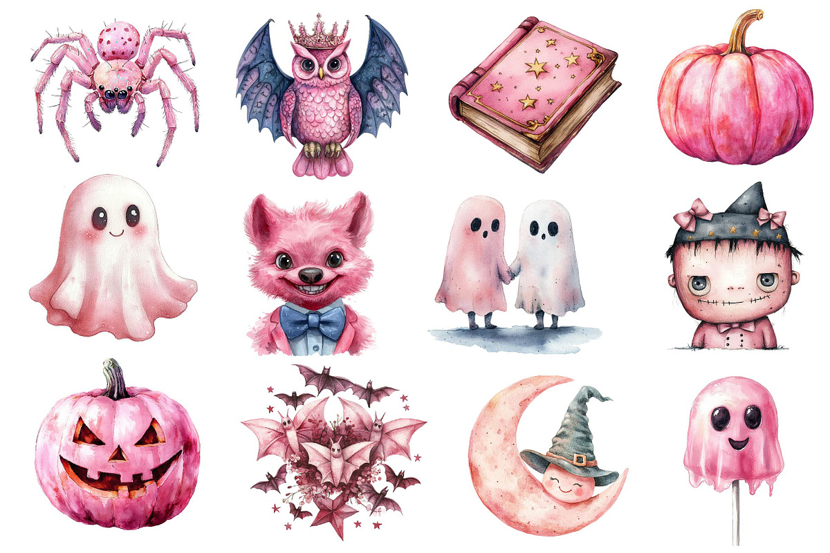 Charm Pink Halloween Clipart, an Illustration by Dream Creation (Photo 3 of 4)