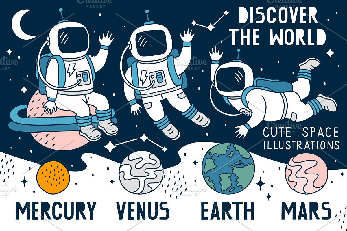 Space illustrations & patterns, an Illustration by Nastya Tkachova (Photo 2 of 9)