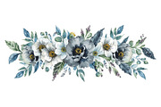 Blue Watercolor Floral Set, an Illustration by balal (Thumbnail 11 of 11)