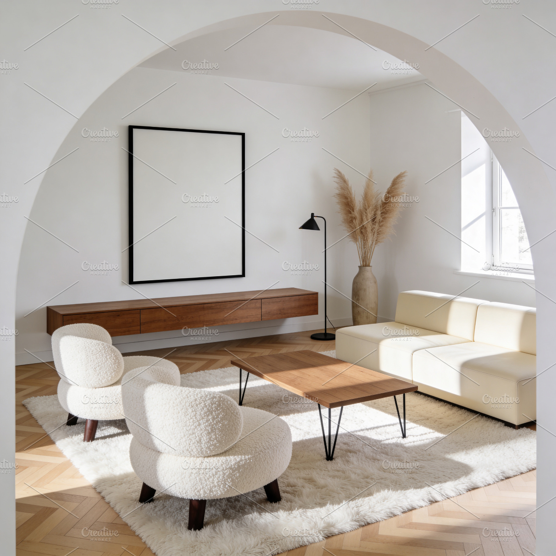 Living Room Interior & Mockup Frame, an Architecture Photo by Virgo Studio
