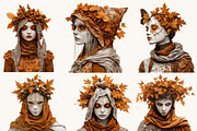 Surreal Art Autumn Girls Clipart, a Person Illustration by BusyDaydesign (Thumbnail 2 of 9)