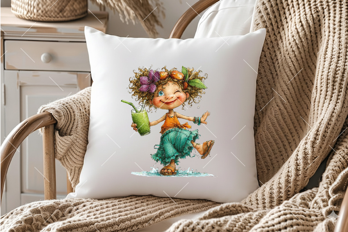 Whimsical Summer Funny Girls Clipart, an Illustration by OK Design (Photo 5 of 6)