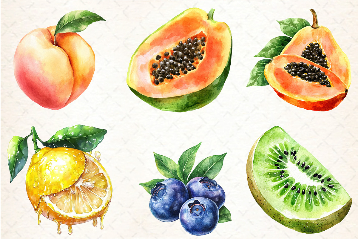 Summer Fruits Clipart, an Illustration by DreamCafeArt (Photo 3 of 9)