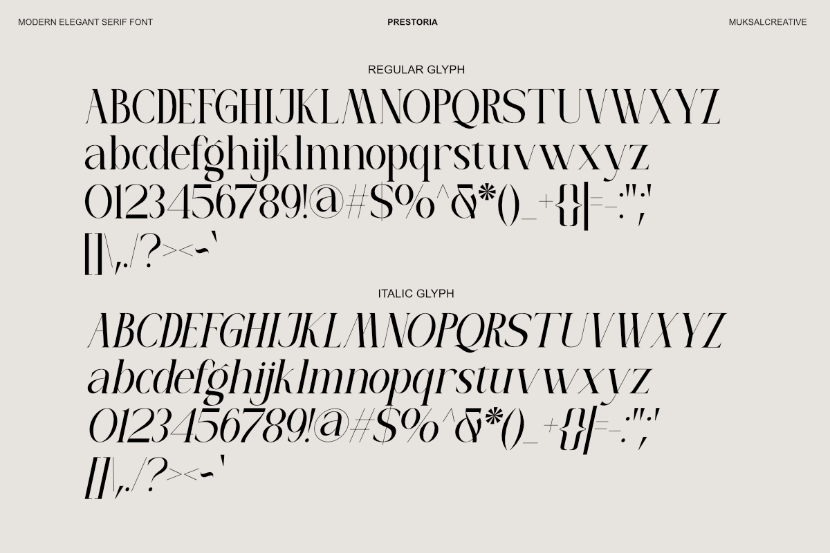 Prestoria Modern Elegant Serif Font, a Serif Font by Muksal Creative (Photo 9 of 11)