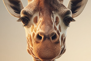 High-resolution portrait of a giraffe against a soft gradient ba, an Animal Photo by Ales Munt