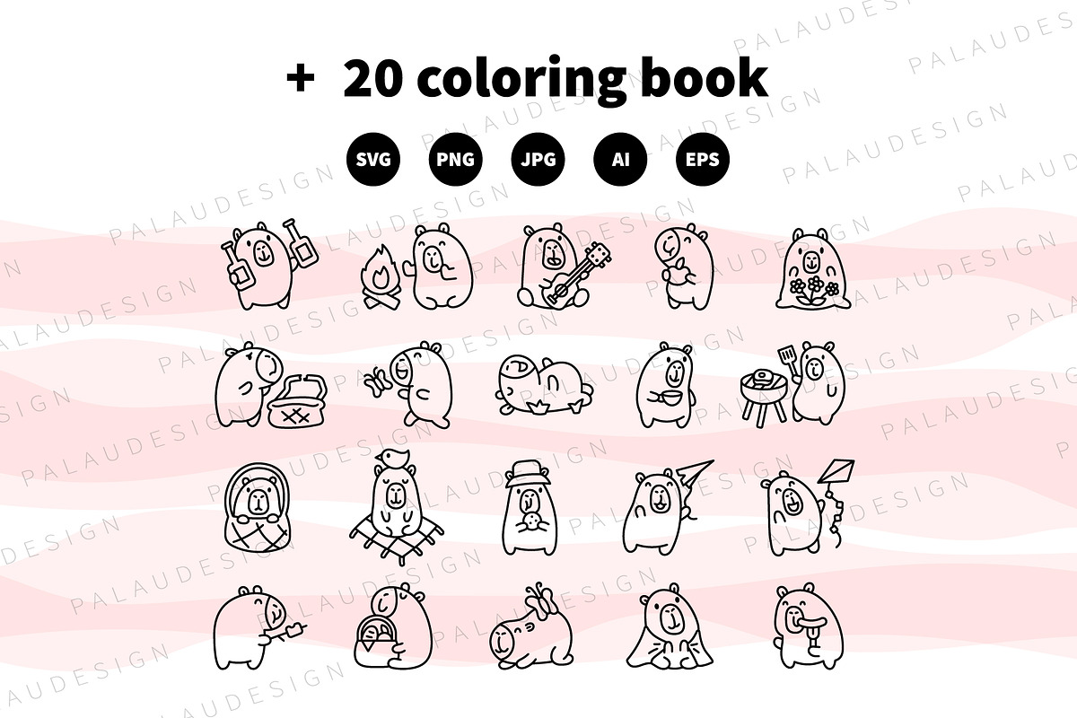 Kawaii Capybara Picnic Character, an Animal Illustration by Palau (Photo 11 of 12)