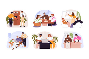 People on coffee break at work set, a Person Illustration by PaperTrident