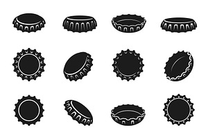 Black bottle caps silhouettes, an Illustration by Valerie Bodnar