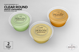 Clear Round Sauce Containers Mockup