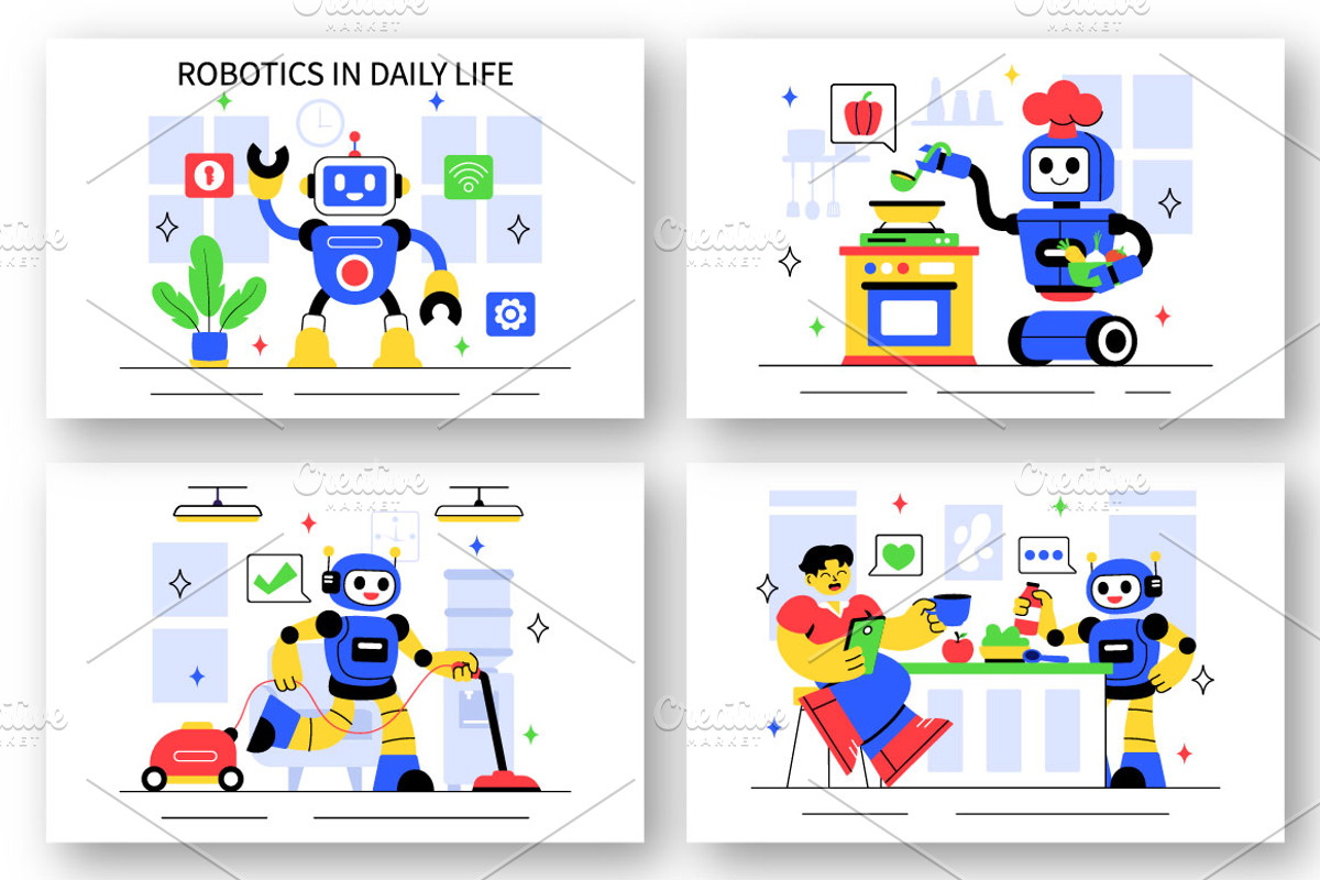 10 Robotics Daily Life Illustration, a Technology Illustration by denayunebgt (Photo 2 of 4)