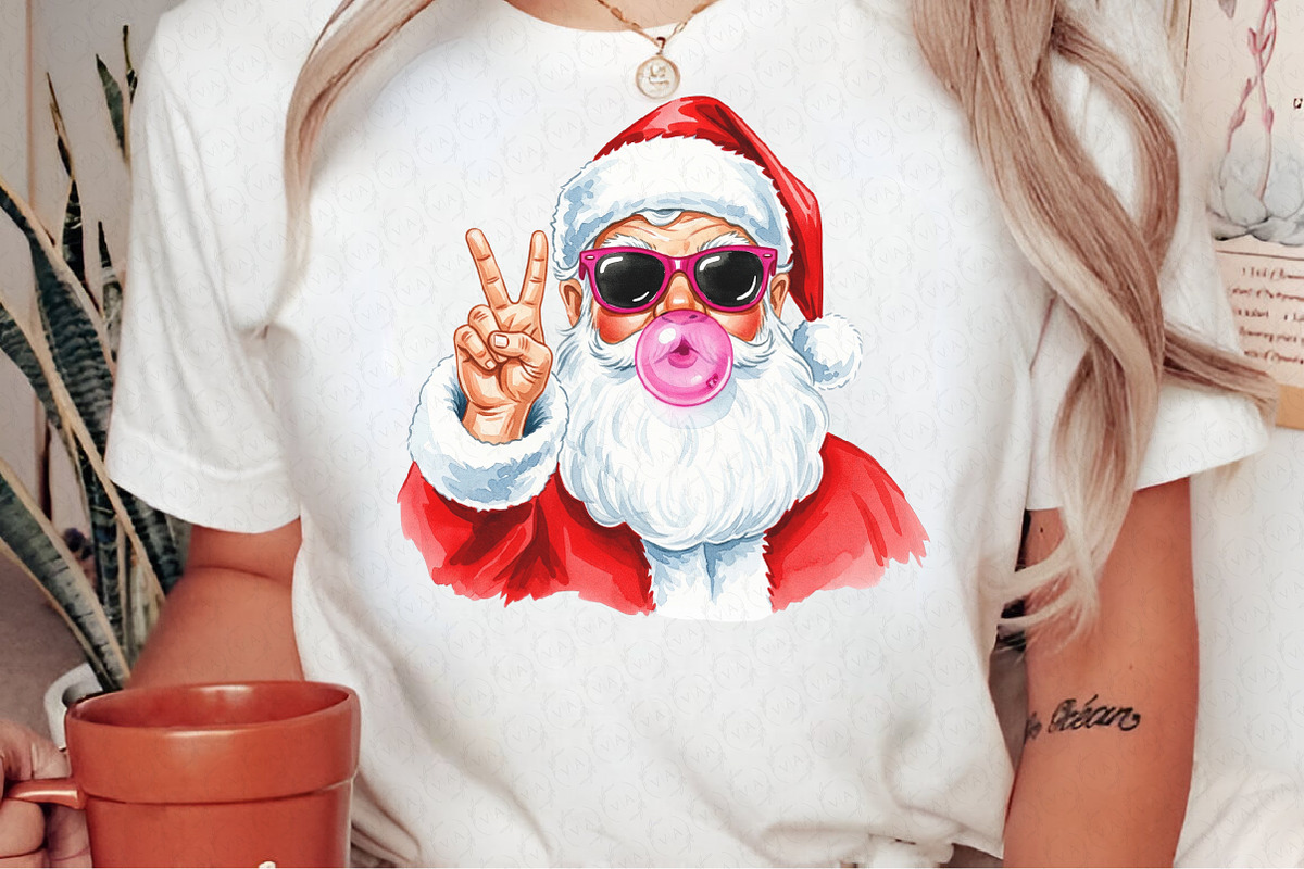 Retro Santa Christmas Blowing Bubble, an Illustration by Craft Nest (Photo 2 of 6)