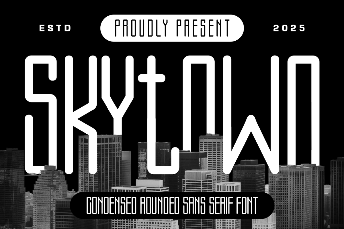 Skytown Condensed Rounded Sans Serif, a Font by PutraCetol Studio (Photo 1 of 5)